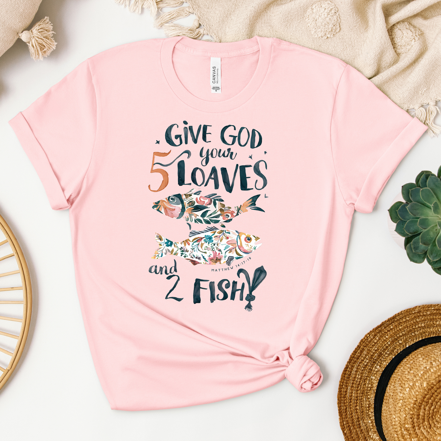 5 Loaves & 2 Fish Tee - Heaven Bound Co Christian t-shirts and faith based apparel for teens and adults.