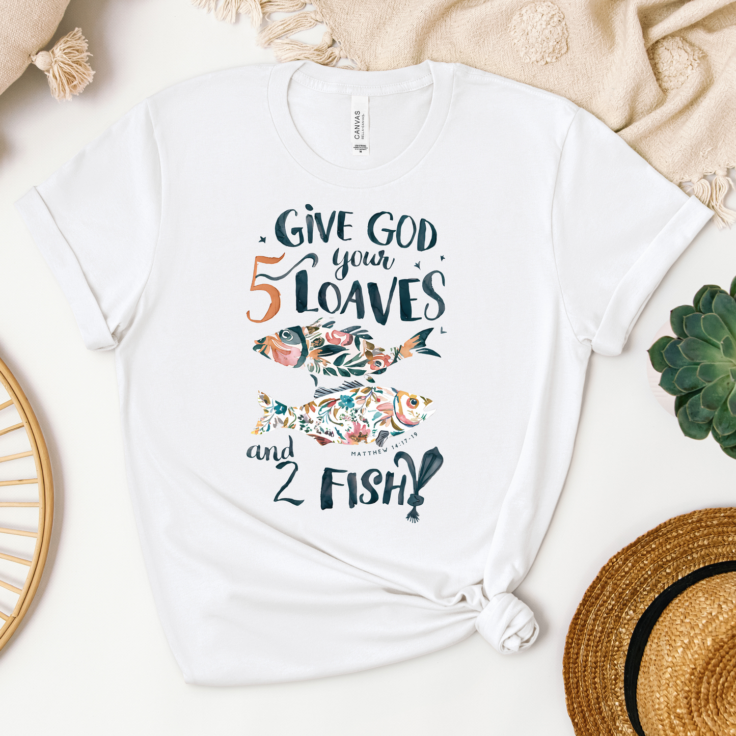 5 Loaves & 2 Fish Tee - Heaven Bound Co Christian t-shirts and faith based apparel for teens and adults.