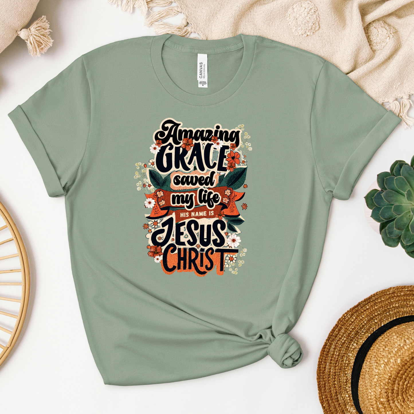 Amazing Grace Tee - Heaven Bound Co Christian t-shirts and faith based apparel for teens and adults.