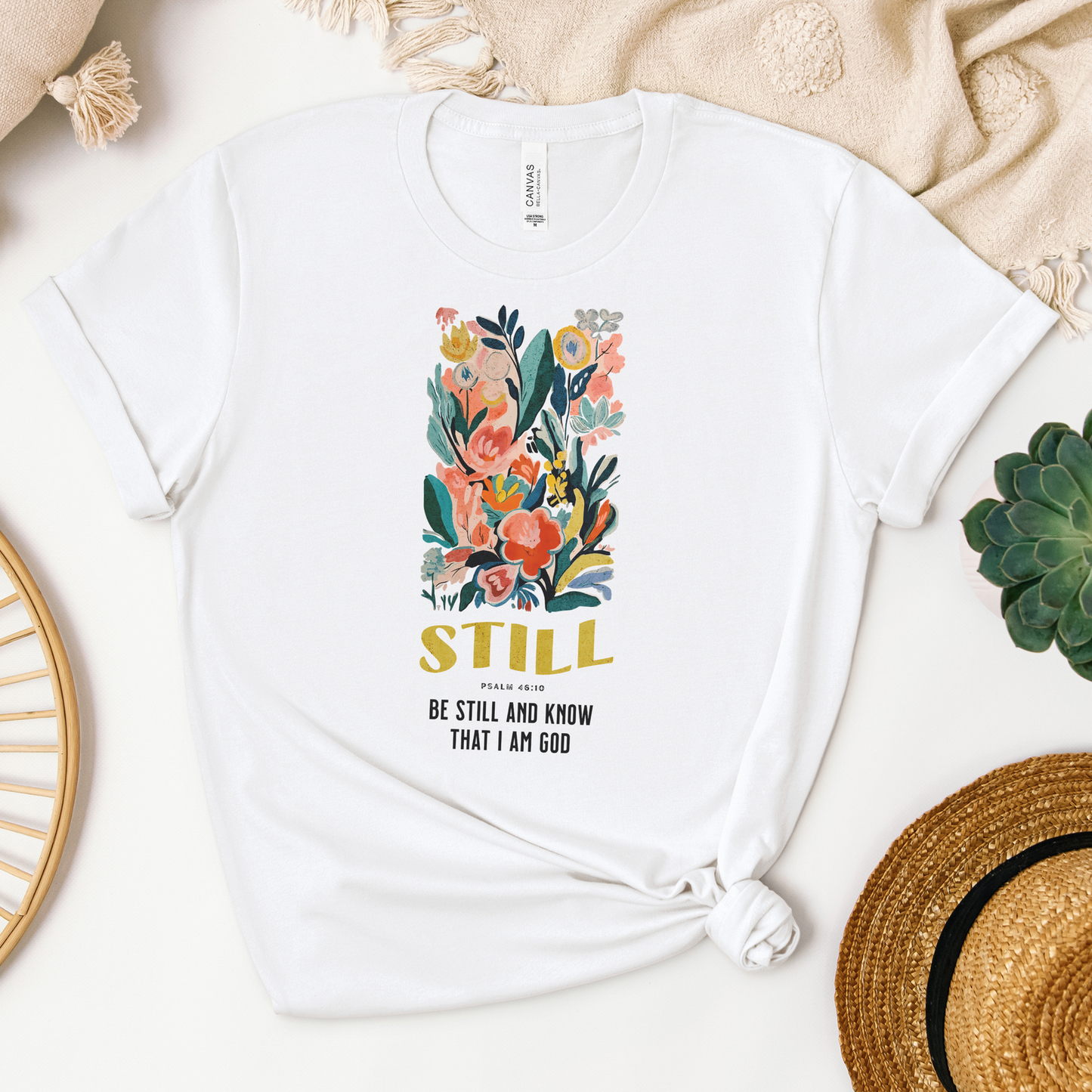 Be Still Tee - Heaven Bound Co Christian t-shirts and faith based apparel for teens and adults.