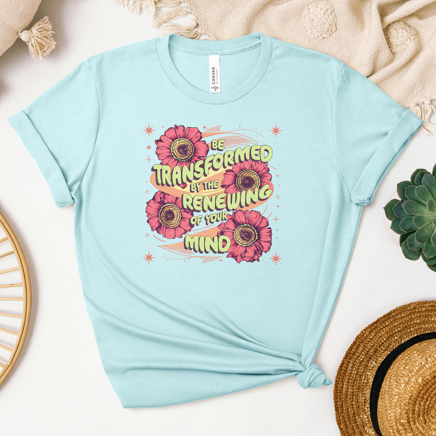 Be Transformed Tee - Heaven Bound Co Christian t-shirts and faith based apparel for teens and adults.