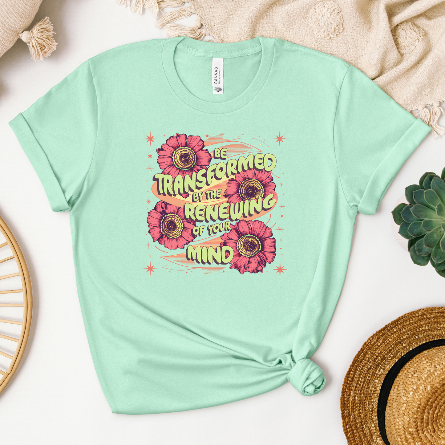 Be Transformed Tee - Heaven Bound Co Christian t-shirts and faith based apparel for teens and adults.