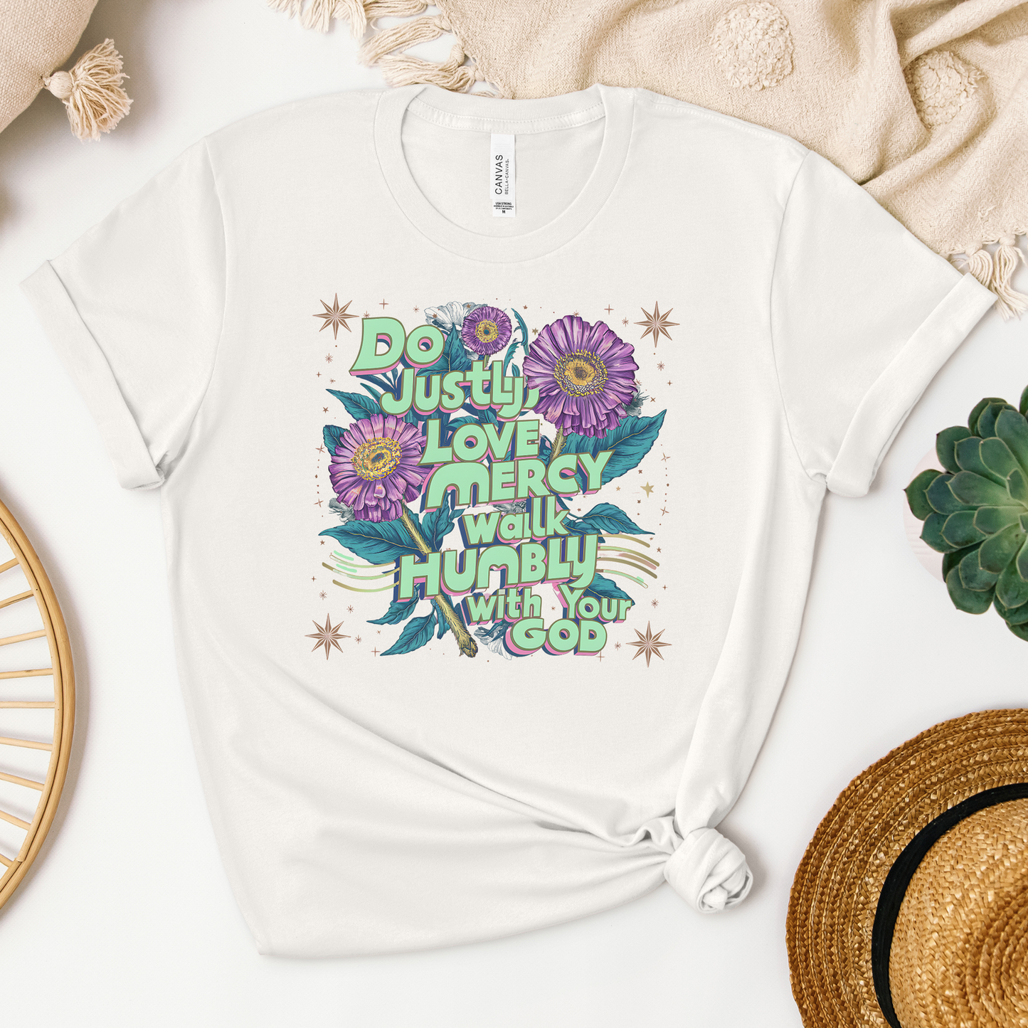 Do Justly, Love Mercy Tee - Heaven Bound Co Christian t-shirts and faith based apparel for teens and adults.