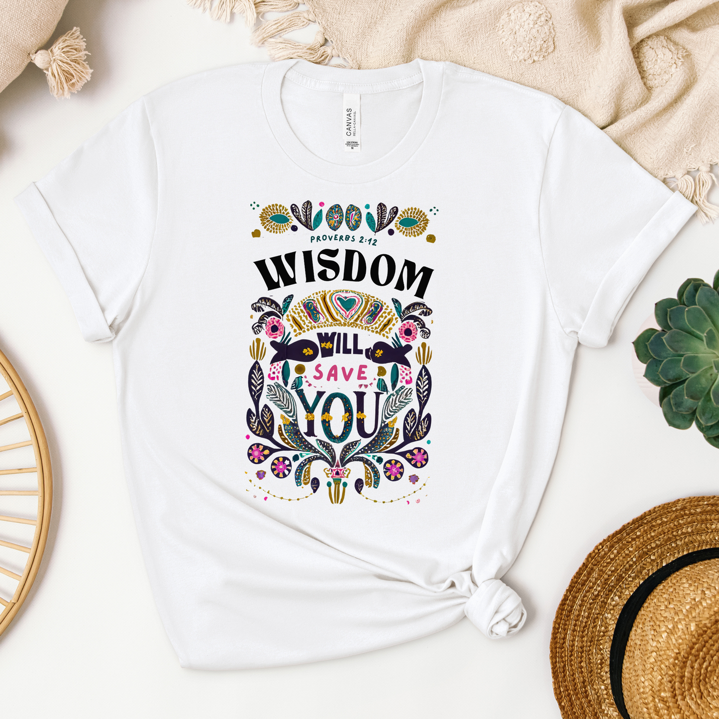 Wisdom Will Save You Tee - Heaven Bound Co Christian t-shirts and faith based apparel for teens and adults.