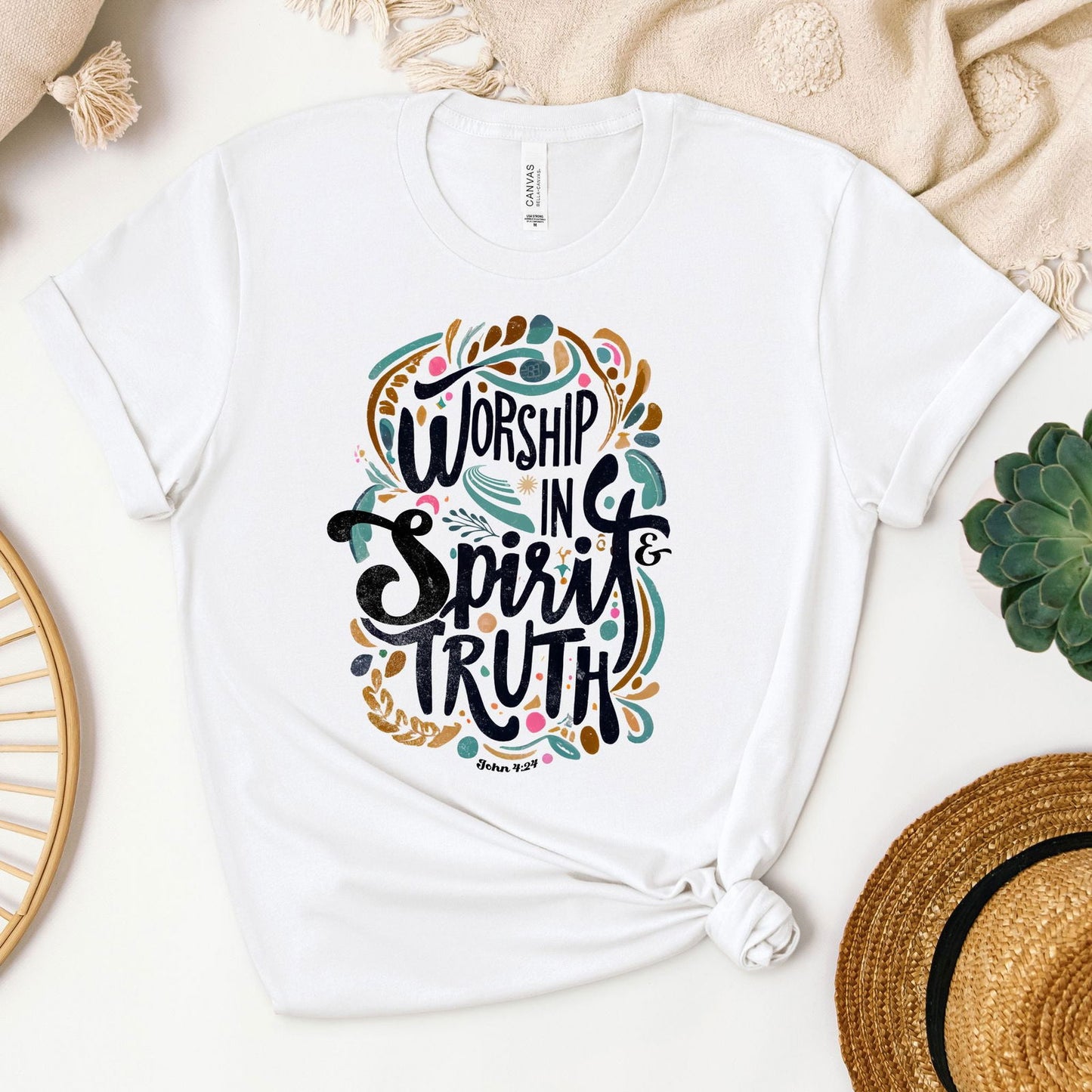 Worship in Spirit and Truth Tee - Heaven Bound Co Christian t-shirts and faith based apparel for teens and adults.
