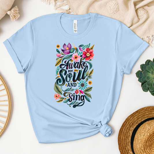 Awake My Soul and Sing Tee - Heaven Bound Co Christian t-shirts and faith based apparel for teens and adults.