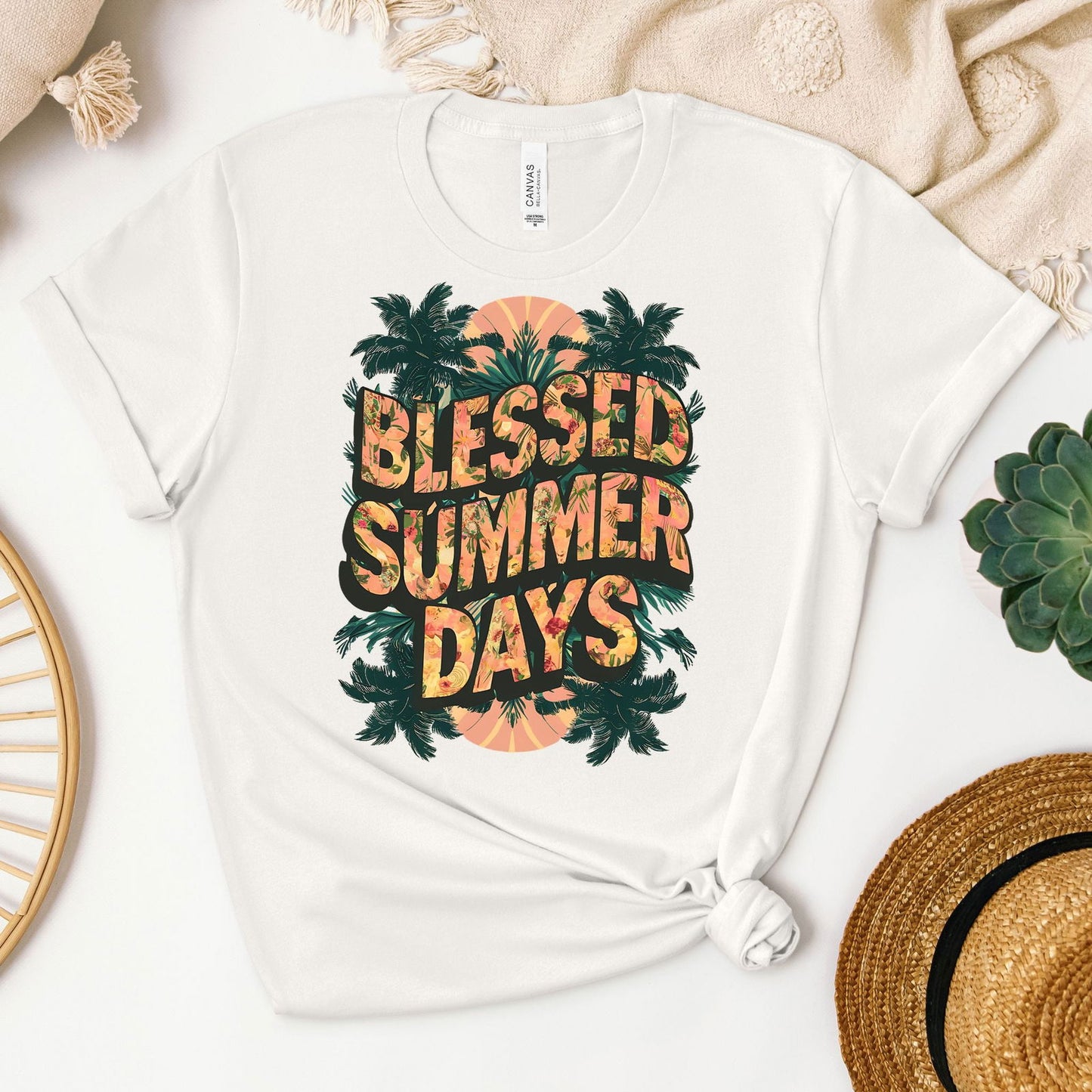Blessed Summer Days Tee - Heaven Bound Co Christian t-shirts and faith based apparel for teens and adults.