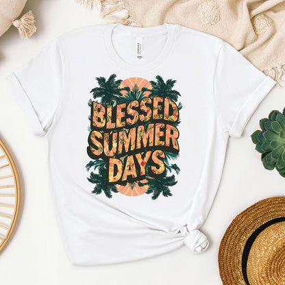 Blessed Summer Days Tee - Heaven Bound Co Christian t-shirts and faith based apparel for teens and adults.