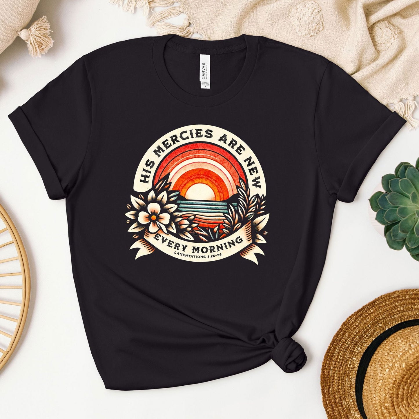 His Mercies Tee - Heaven Bound Co Christian t-shirts and faith based apparel for teens and adults.