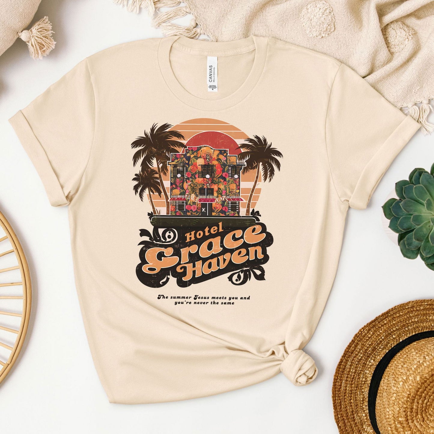 Hotel Grace Haven Tee - Heaven Bound Co Christian t-shirts and faith based apparel for teens and adults.