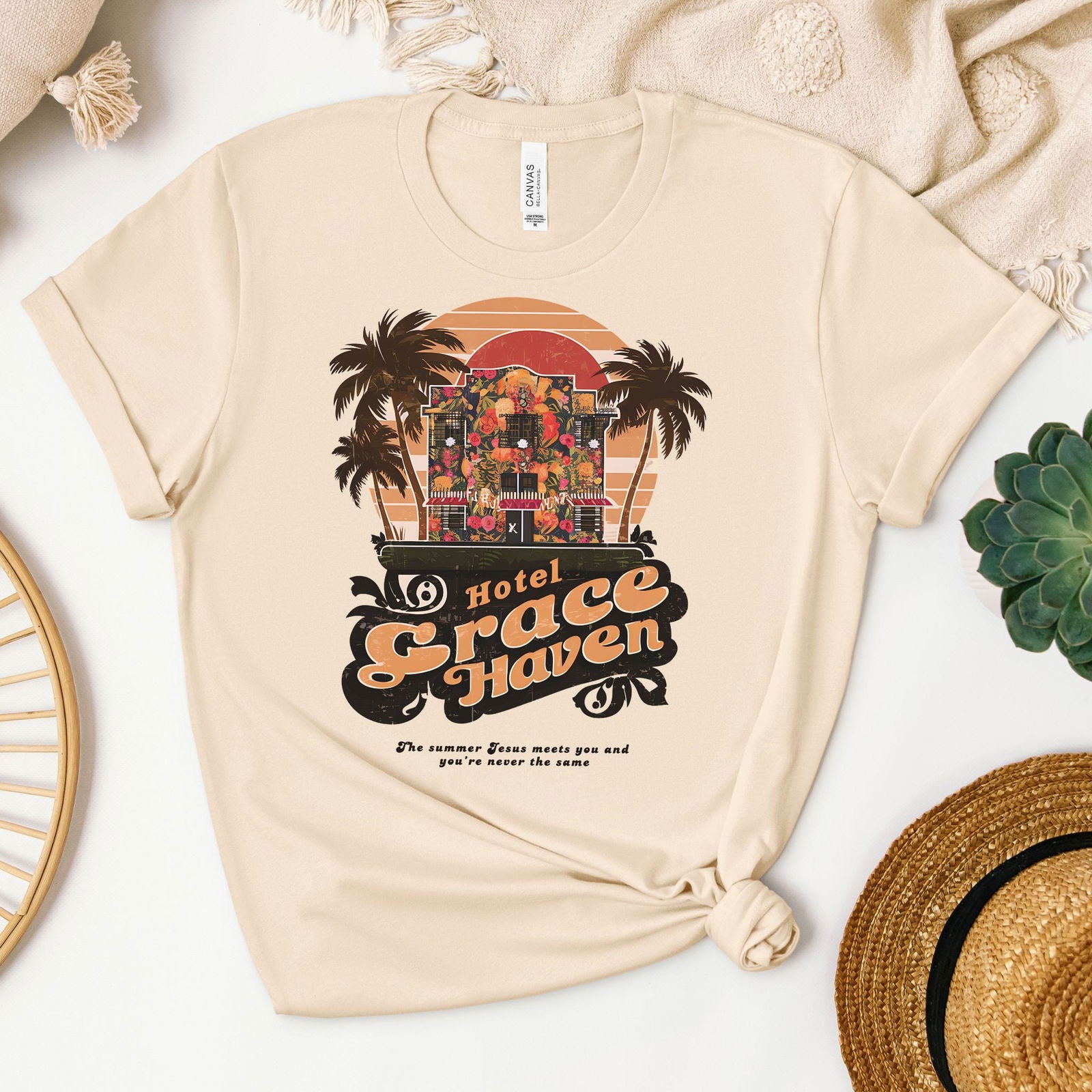 Hotel Grace Haven Tee - Heaven Bound Co Christian t-shirts and faith based apparel for teens and adults.