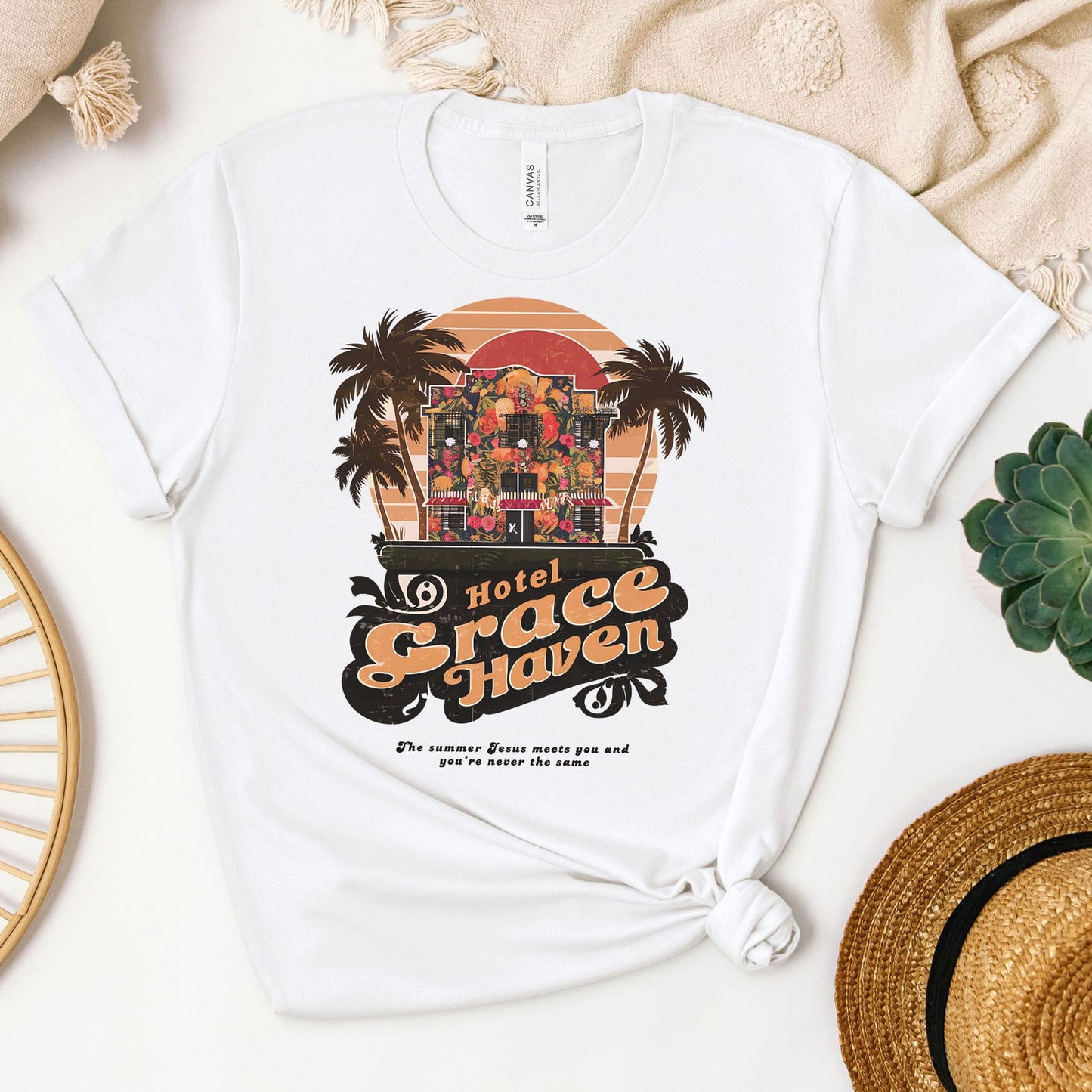 Hotel Grace Haven Tee - Heaven Bound Co Christian t-shirts and faith based apparel for teens and adults.