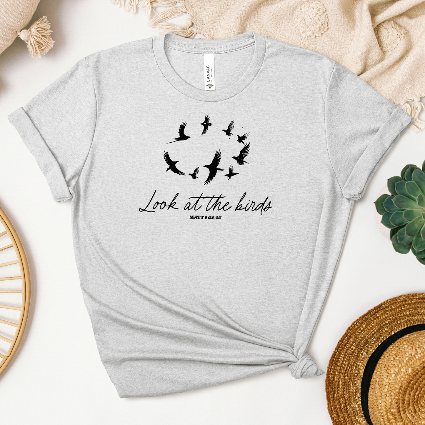 Look At The Birds Minimalistic Tee - Heaven Bound Co Christian t-shirts and faith based apparel for teens and adults.