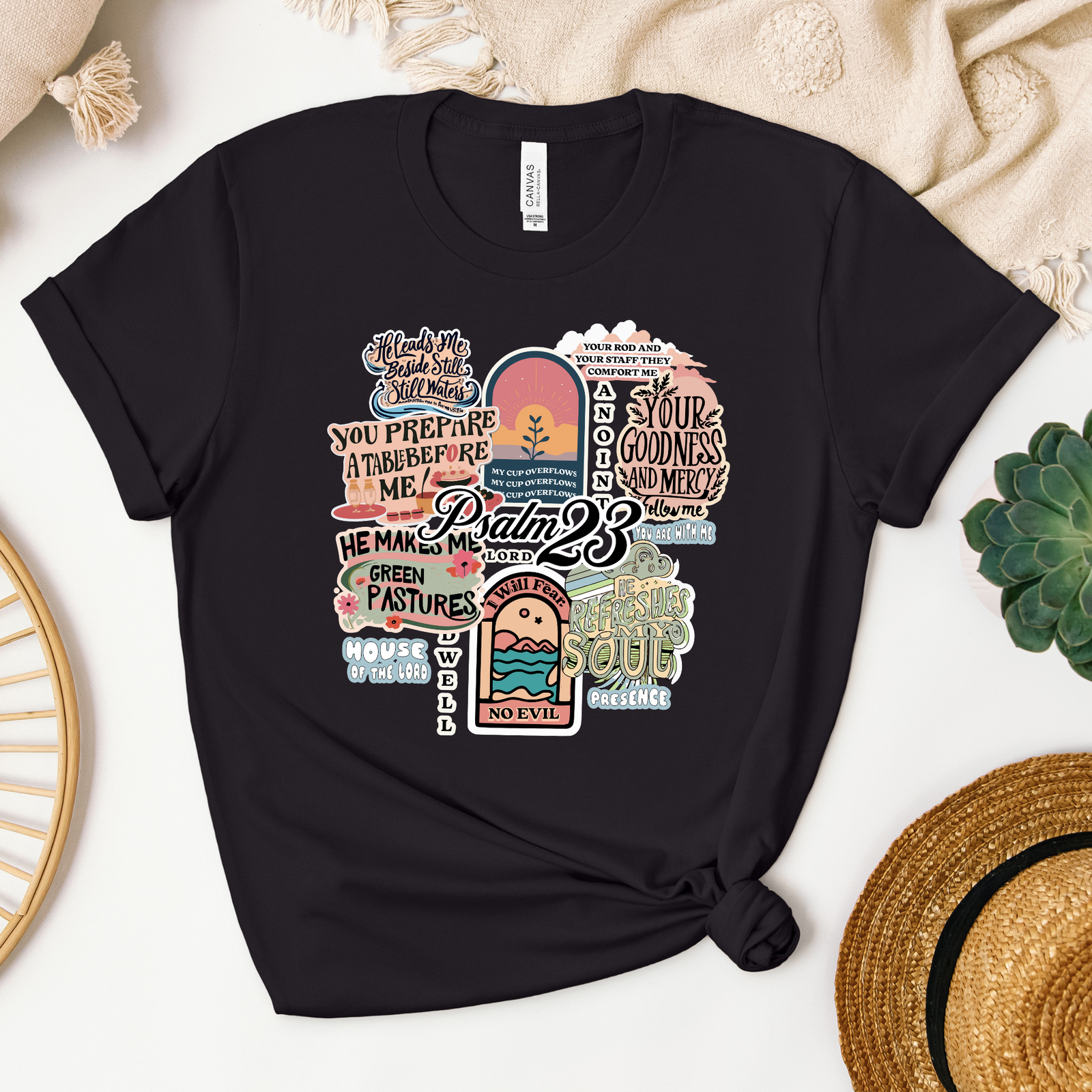 Psalm 23 Collage Tee - Heaven Bound Co Christian t-shirts and faith based apparel for teens and adults.