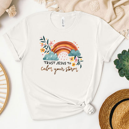 Trust Jesus to Calm Your Storm Tee - Heaven Bound Co Christian t-shirts and faith based apparel for teens and adults.