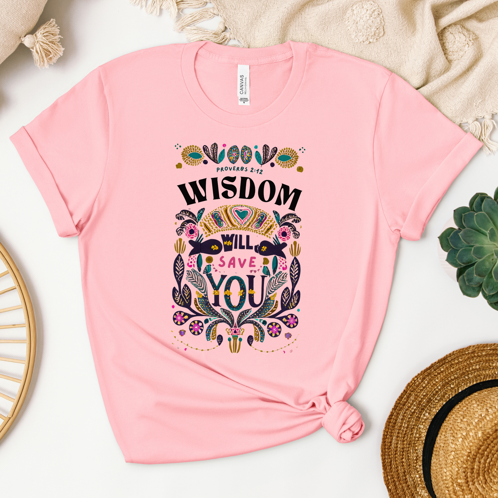 Wisdom Will Save You Tee - Heaven Bound Co Christian t-shirts and faith based apparel for teens and adults.