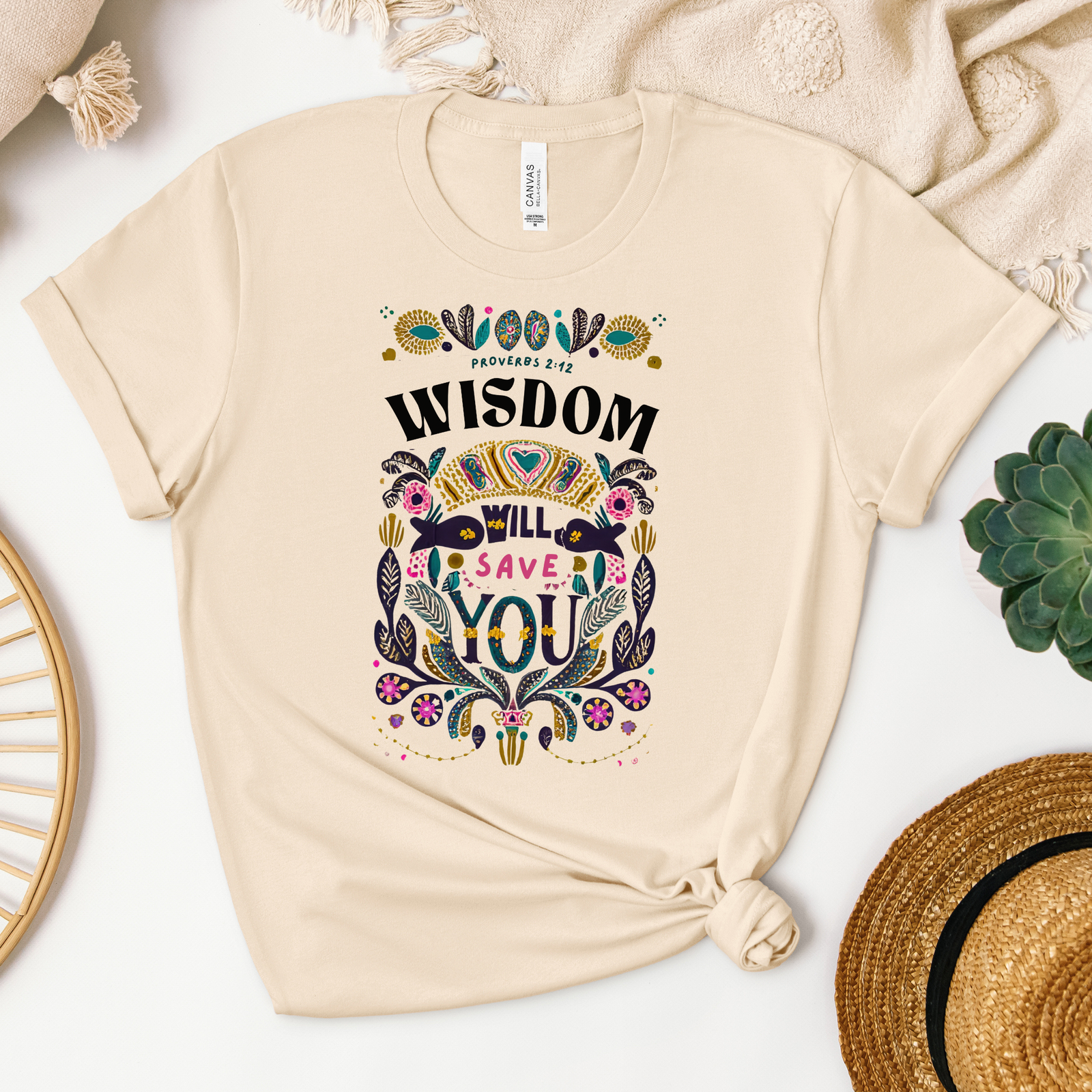 Wisdom Will Save You Tee - Heaven Bound Co Christian t-shirts and faith based apparel for teens and adults.