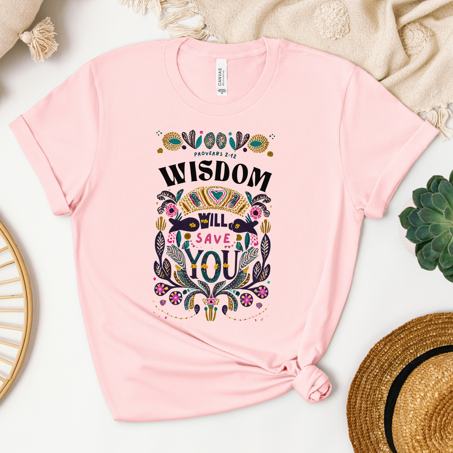 Wisdom Will Save You Tee - Heaven Bound Co Christian t-shirts and faith based apparel for teens and adults.