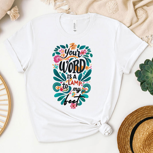 Your Word is a Lamp Tee - Heaven Bound Co Christian t-shirts and faith based apparel for teens and adults.